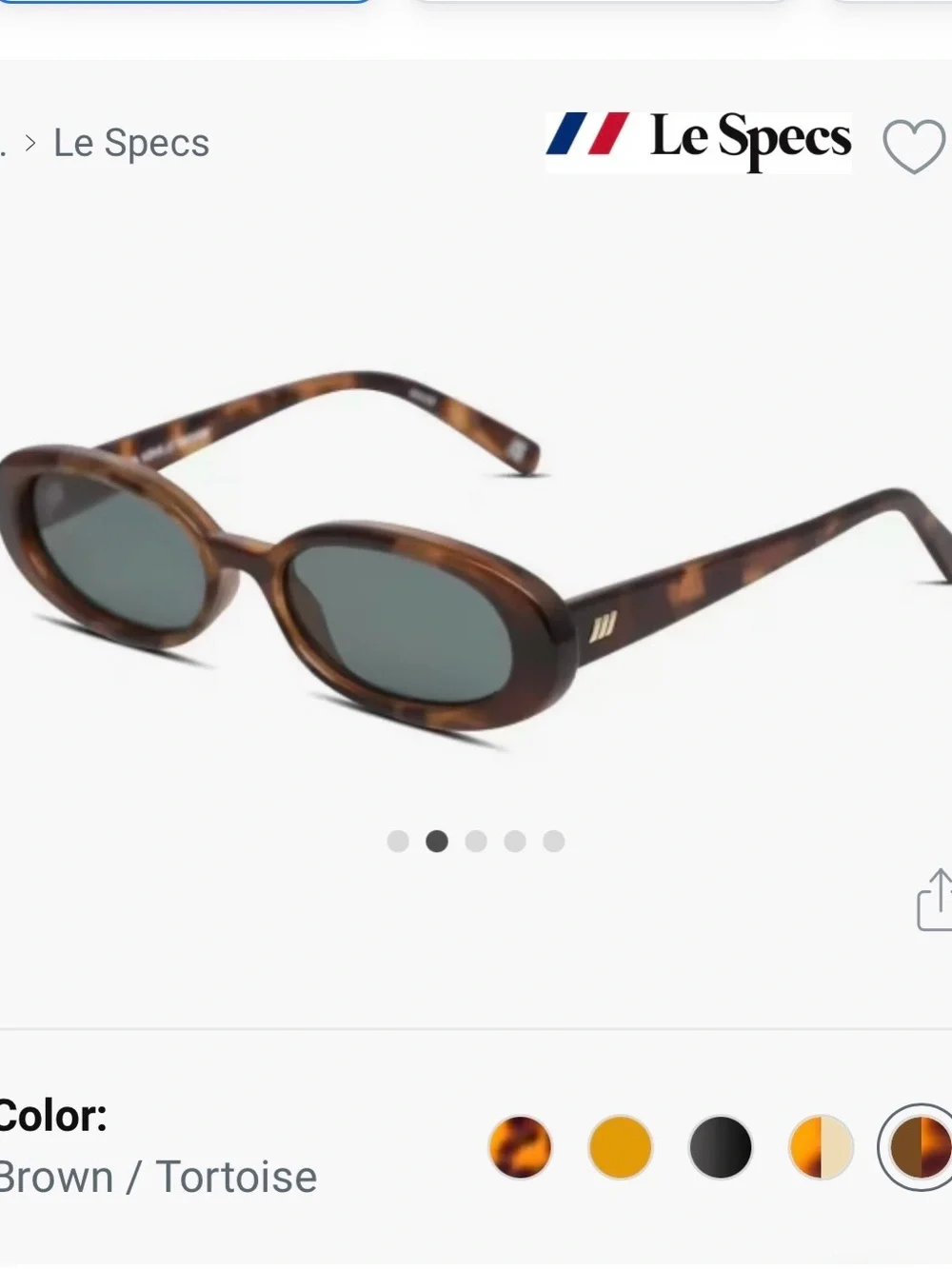 Le Specs Brown Tortoise Oval Sunglasses with Green Lenses